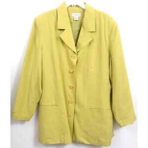 Avenue 100% Silk PlUS Size 16 Yellow Blazer Longline Jacket Lightweight Travel